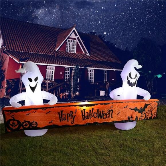 8 Ft Long Inflatable Outdoor Halloween Decoration, Inflatables Ghost - Picture 1 of 8